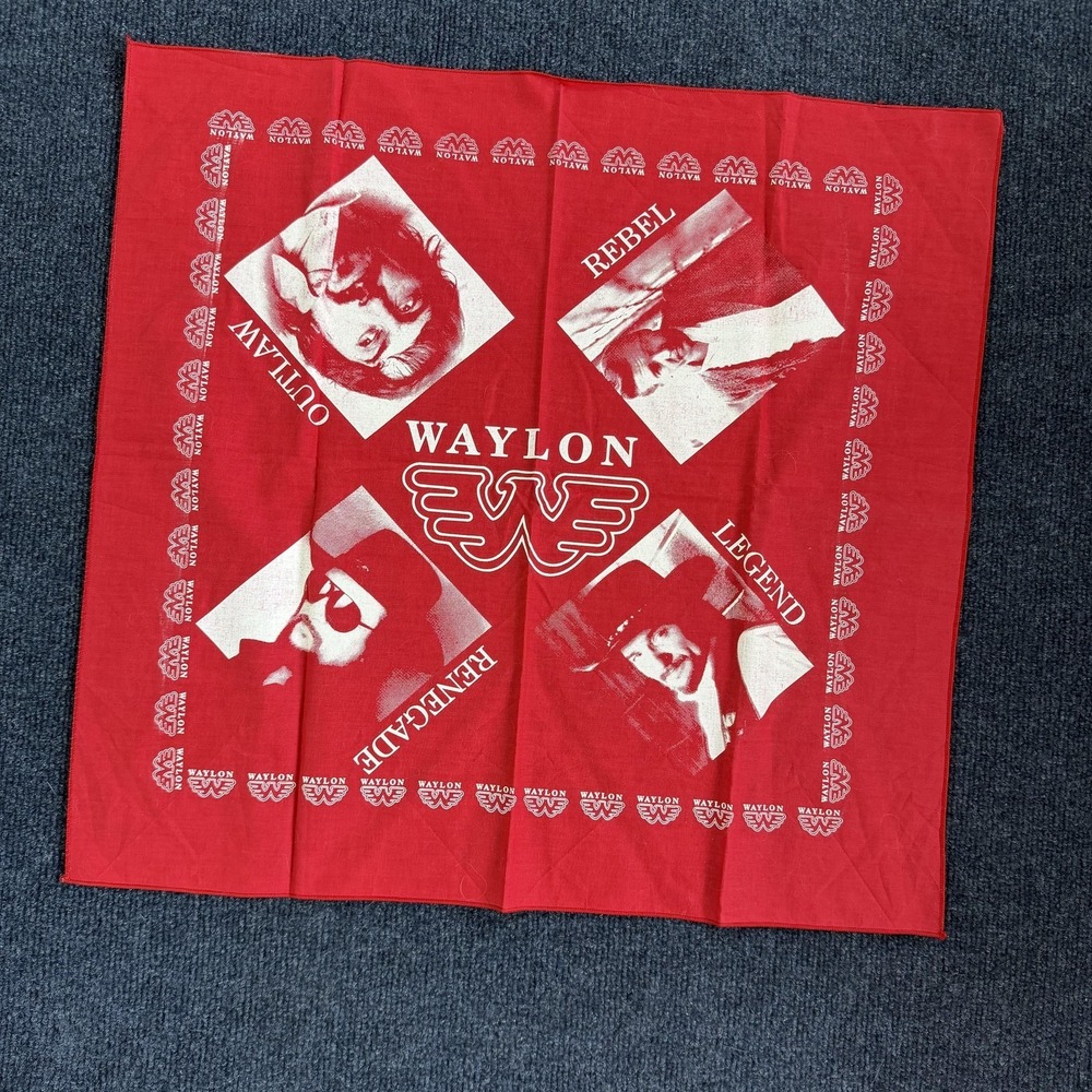 Vintage Waylon Bandana One Size Red Rebel Renegade Legend Outlaw Country Music